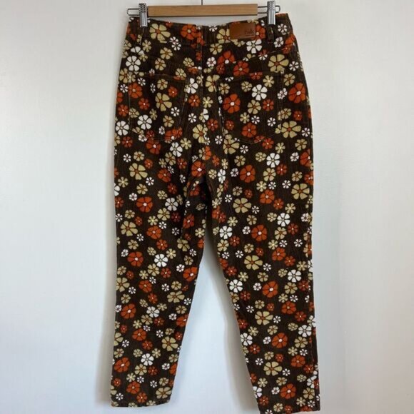 Twik Floral Corduroy Cropped Pants - Brown, Orange, White - Picture 15 of 15